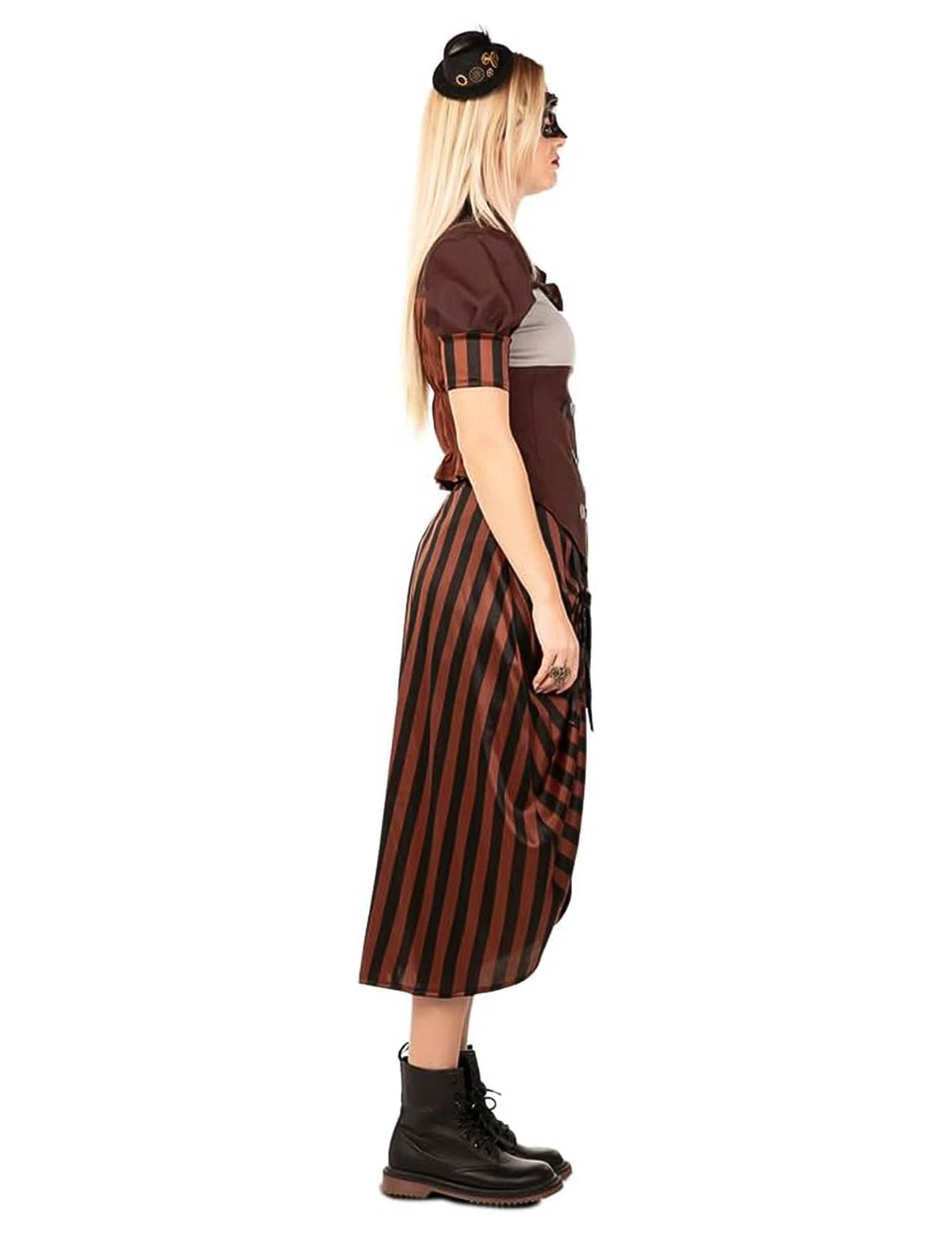 Seitenansicht des Steampunk-Kostüms für Damen