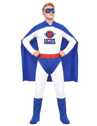 Superheld Captain Vodka für Herren hurmor weiss-blau-rot