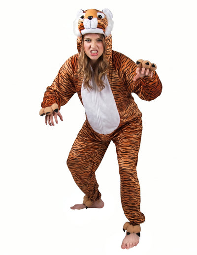 Tiger-Paarkostüm für Erwachsene orangefarben-schwarz-weiss
