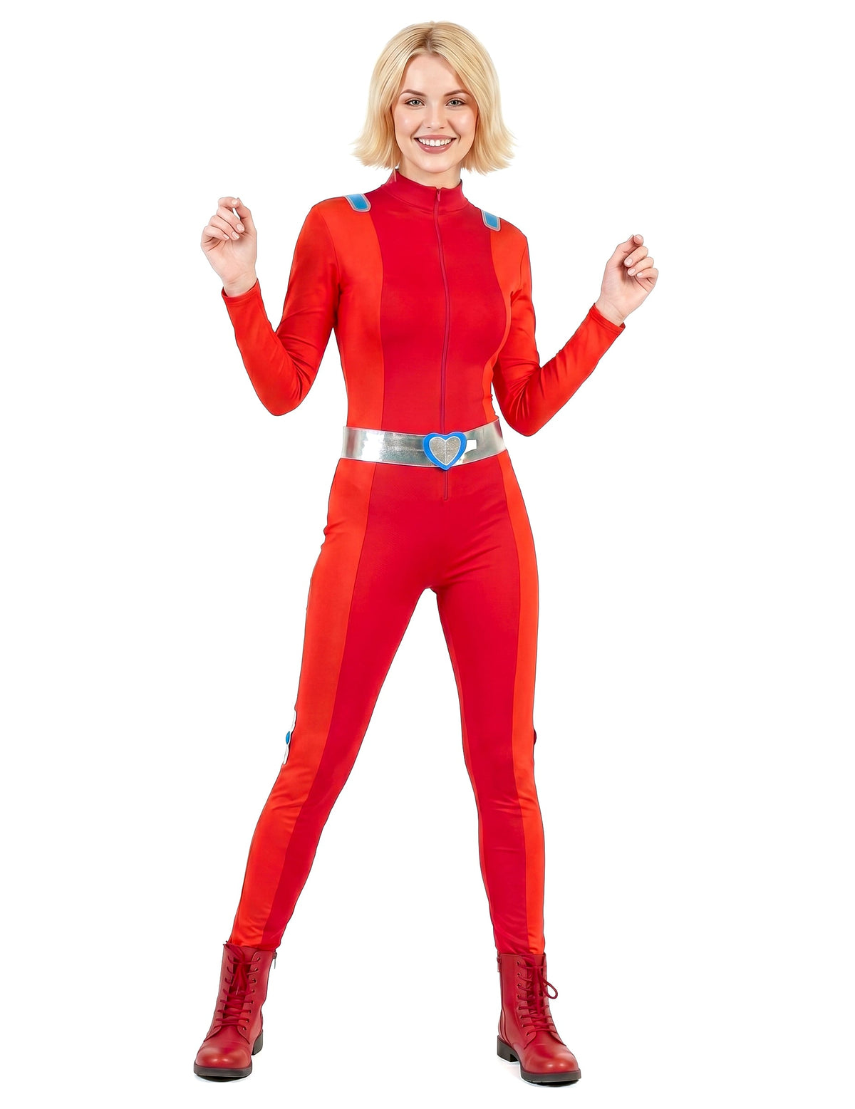 Spion-Damenkostüm für Fasching Helden-Anzug rot