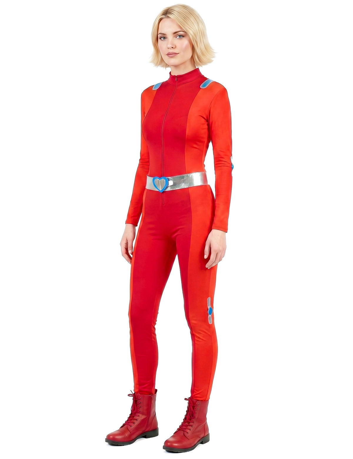 Spion-Damenkostüm für Fasching Helden-Anzug rot
