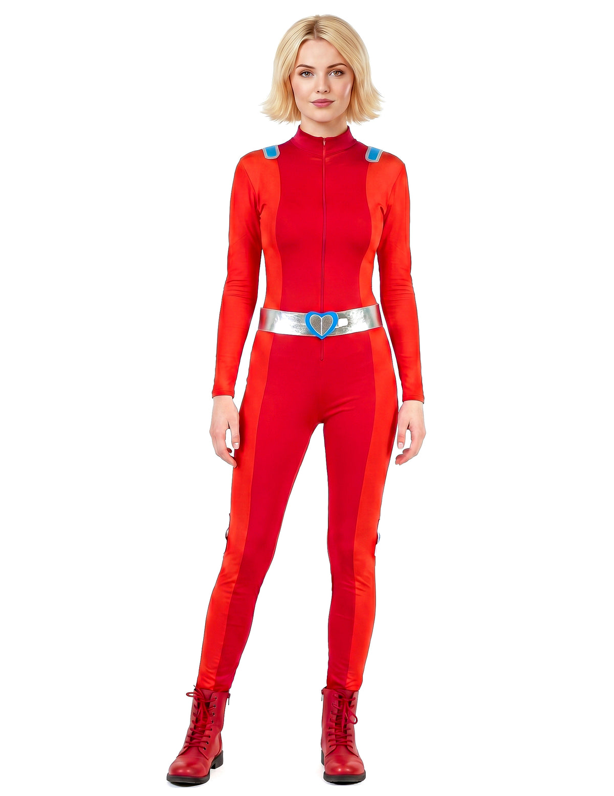 Spion-Damenkostüm für Fasching Helden-Anzug rot