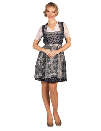 Premium bayerisches Kostüm für Damen in Blau und Silber