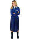 Déguisement uniforme scolaire Enid - Wednesday™ pour adulte bleu et noir à rayures