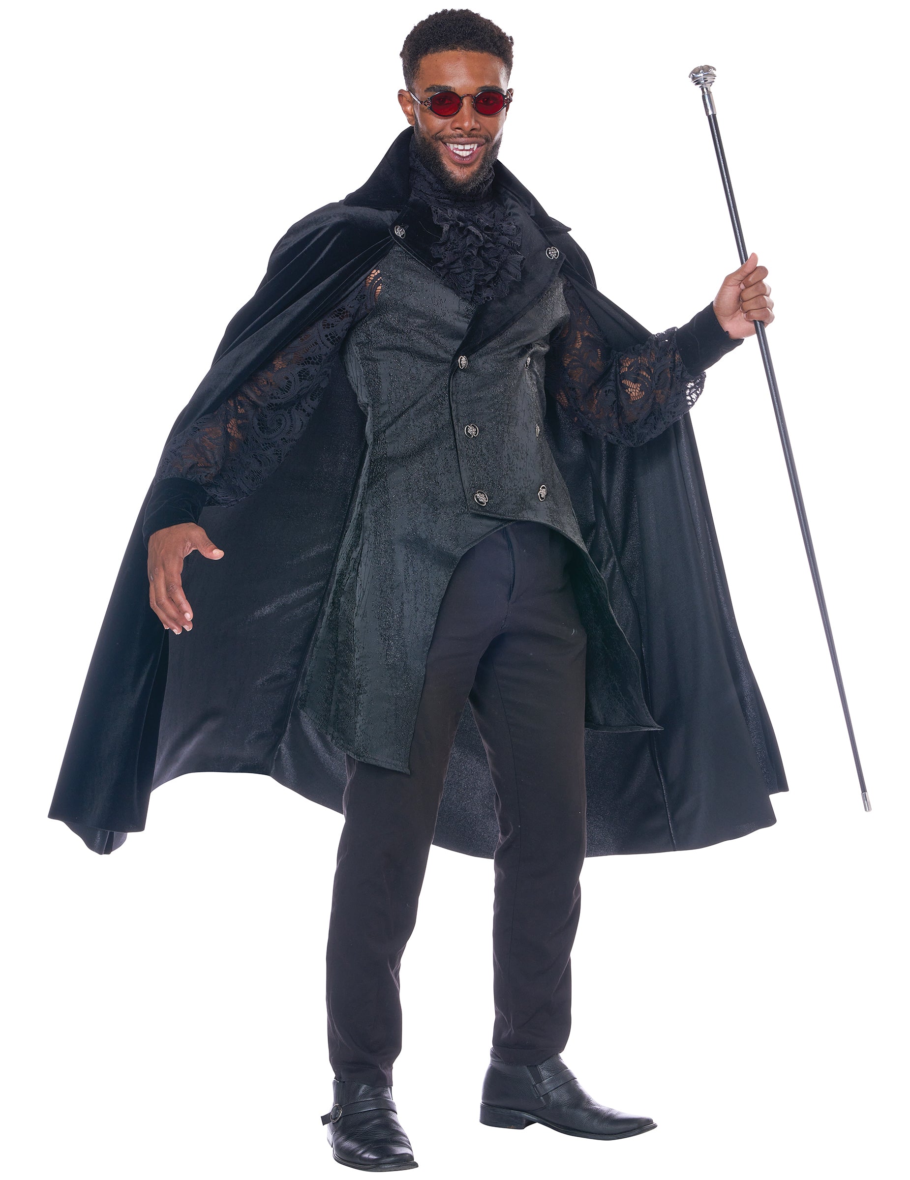 Déguisement vampire baroque luxe pour adulte noir avec cape