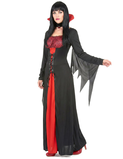 Vampir-Damenkostüm für Halloween rot-schwarz