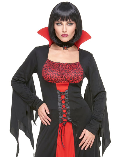 Vampir-Damenkostüm für Halloween rot-schwarz