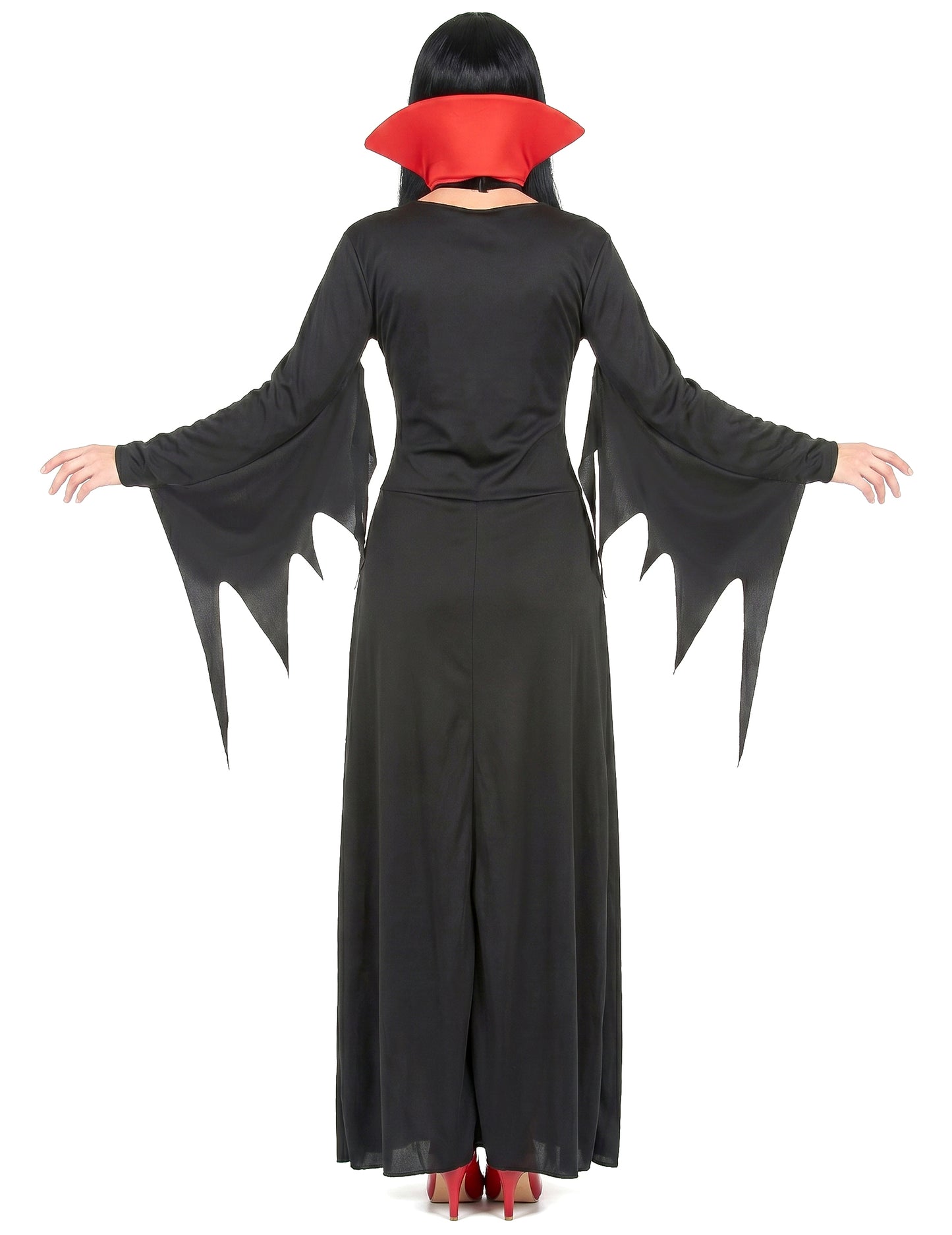Vampir-Damenkostüm für Halloween rot-schwarz