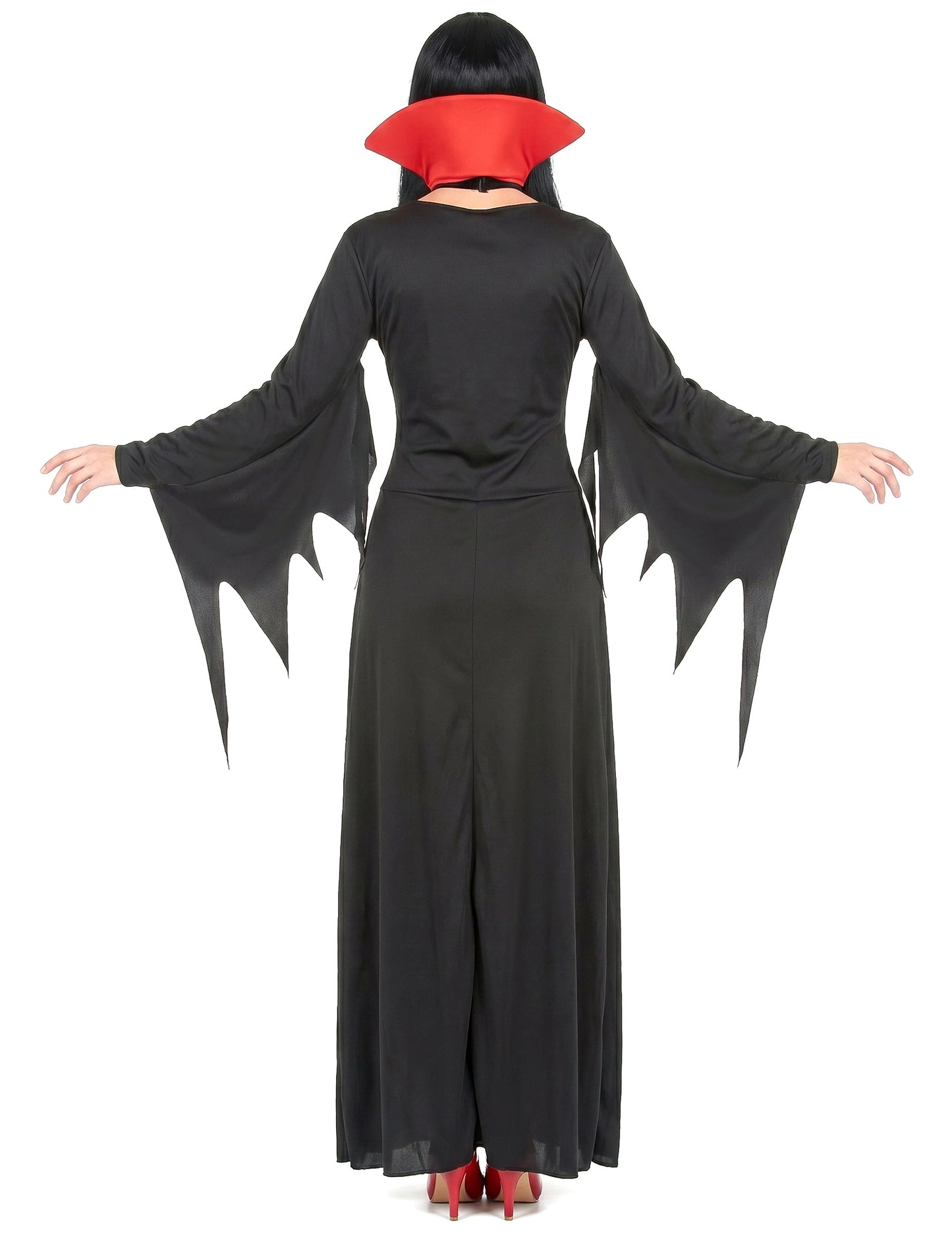 Vampir-Damenkostüm für Halloween rot-schwarz