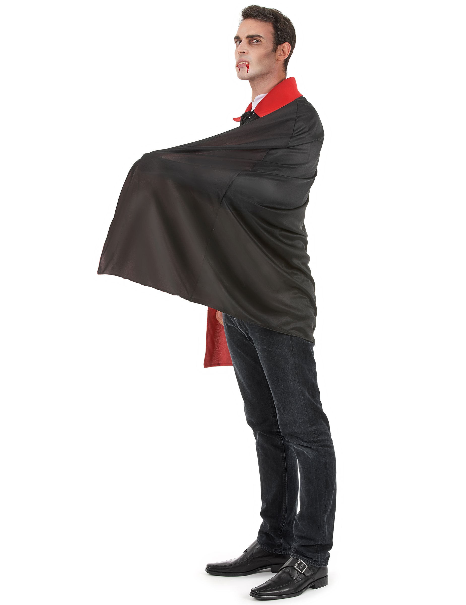 Vue de profil du déguisement de vampire pour homme gris