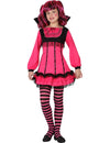 Déguisement de vampire pour fille rose et noir avec collerette et collants rayés