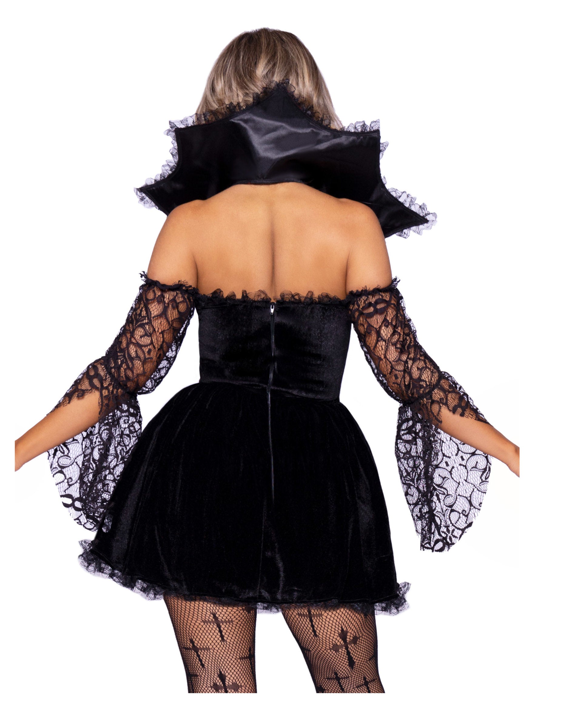 Vue de dos du déguisement vampire victorienne luxe pour femme