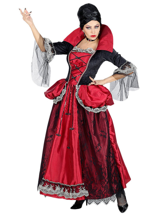 Vorderansicht des Vampirin-Herzogin-Kostüms