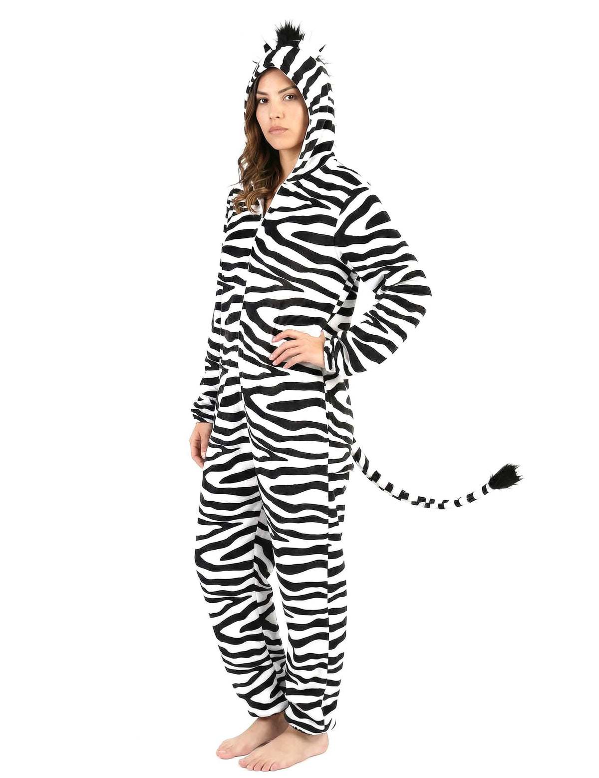 Seitenansicht des Zebra-Kostüms für Damen