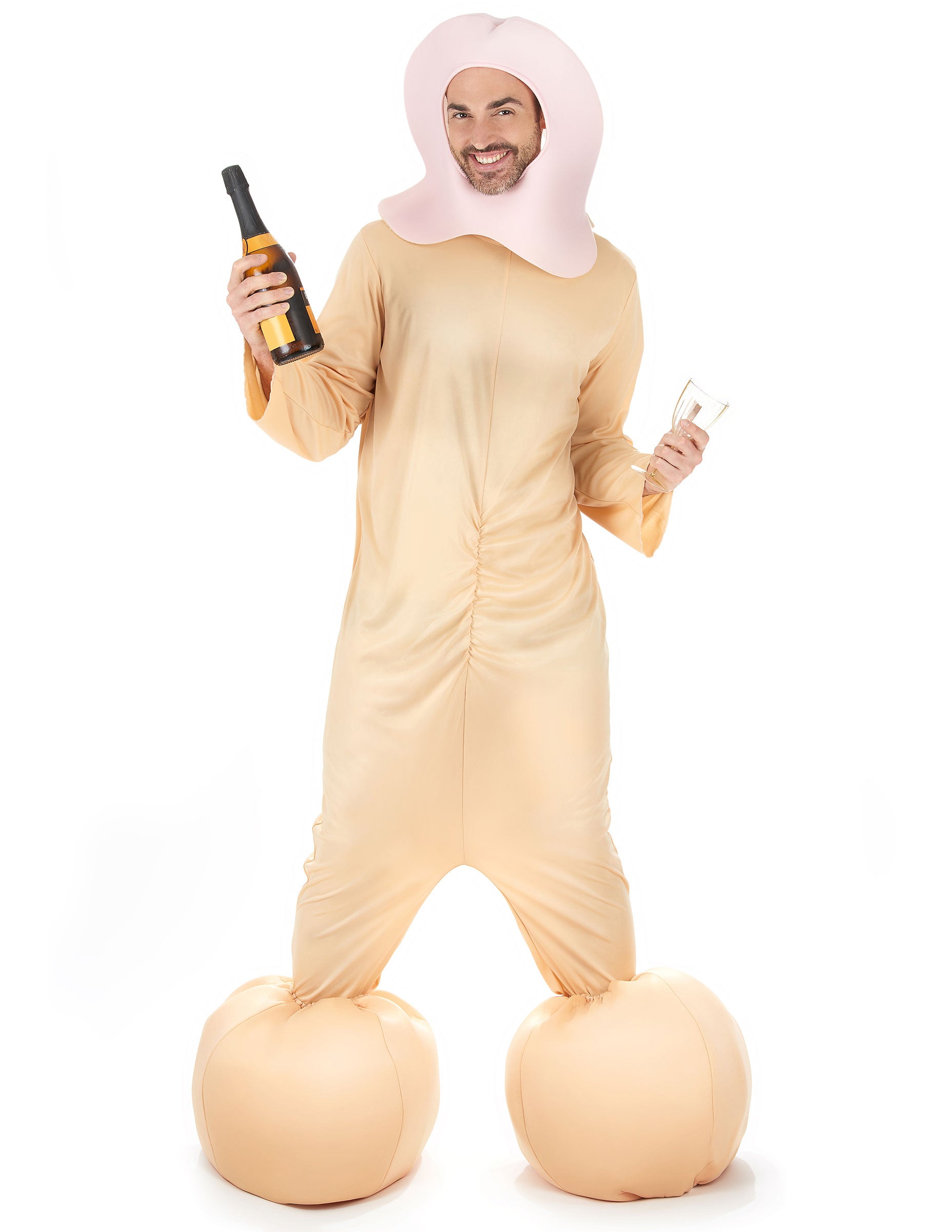 Déguisement zizi pour adulte beige et rose
