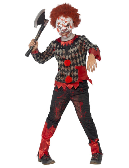 Mise en situation avec hache du déguisement zombie clown