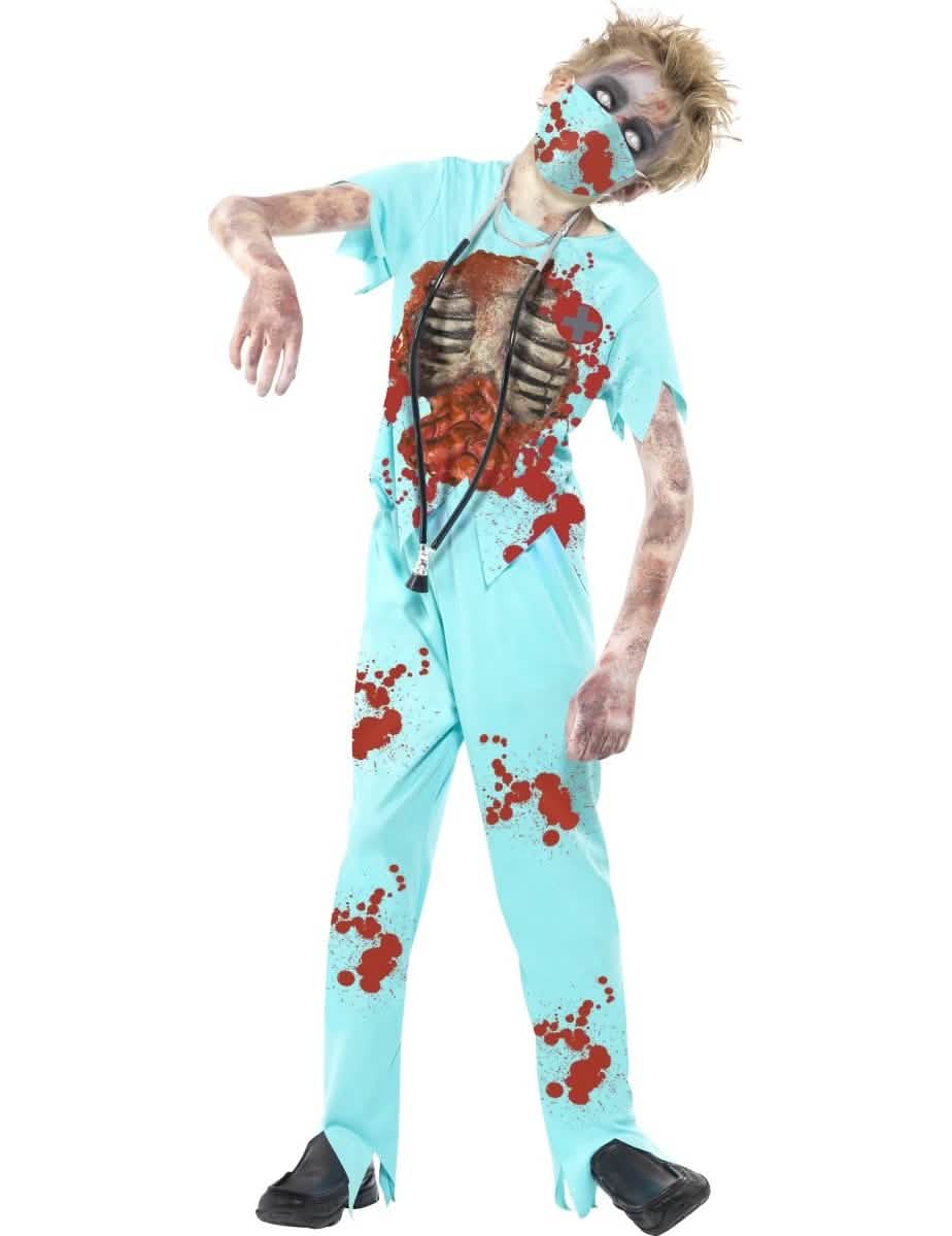 Vue de face du déguisement docteur zombie pour enfant
