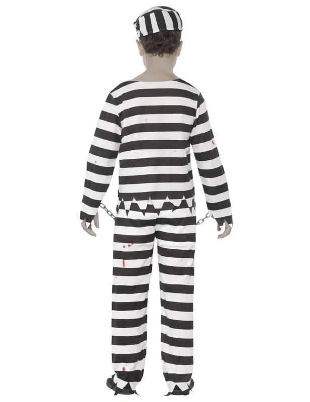 Rückansicht des Zombie-Gefängnis-Jungen-Halloween-Kostüms