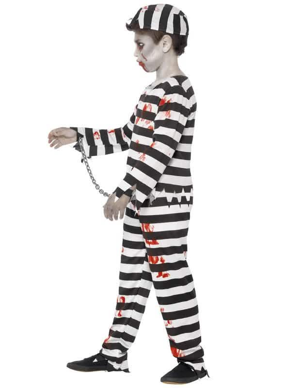 Seitenansicht des Zombie-Gefangenenkostüms für Jungen Halloween