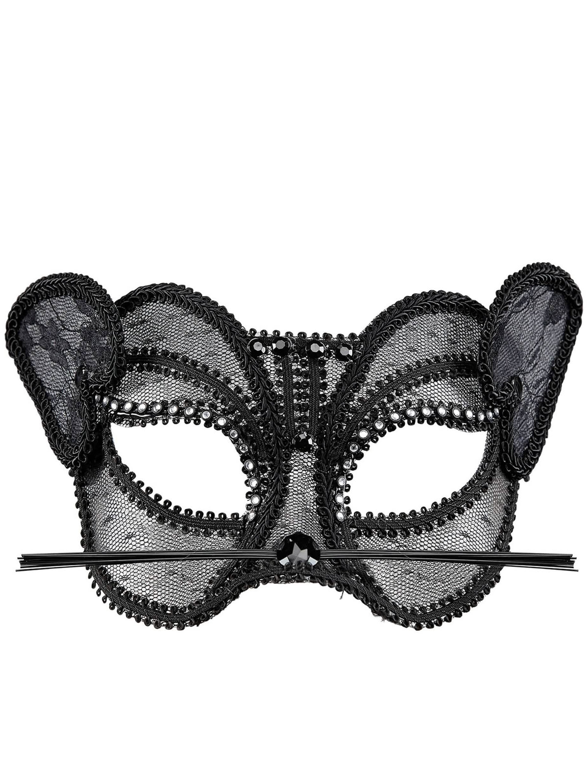 Frontansicht der Sexy Katze Halbmaske aus Spitze