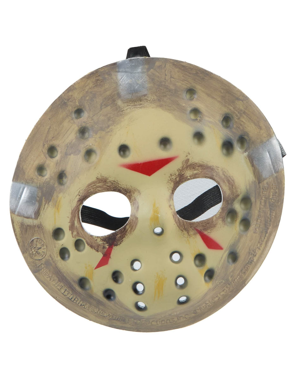 Halbe Jason-Maske Freitag der 13. für Erwachsene Beige mit roten Zeichen, Used-Look