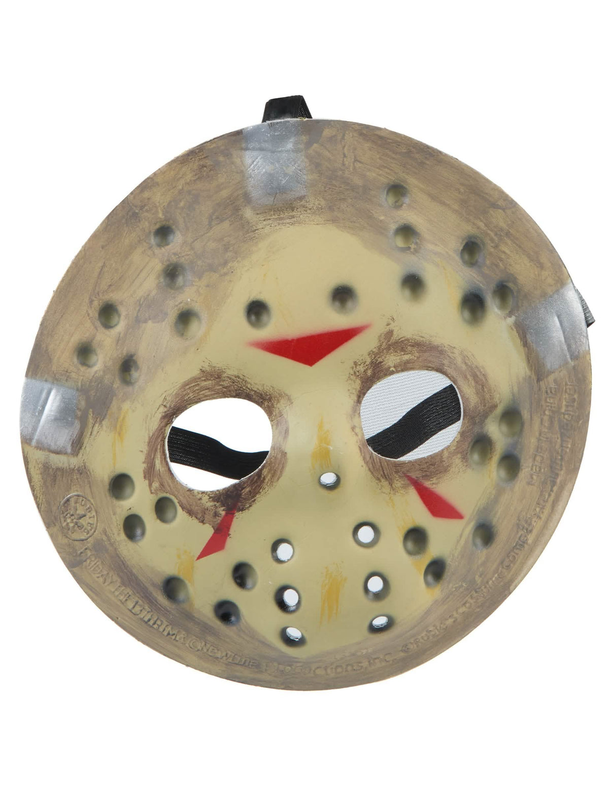 Halbe Jason-Maske Freitag der 13. für Erwachsene Beige mit roten Zeichen, Used-Look