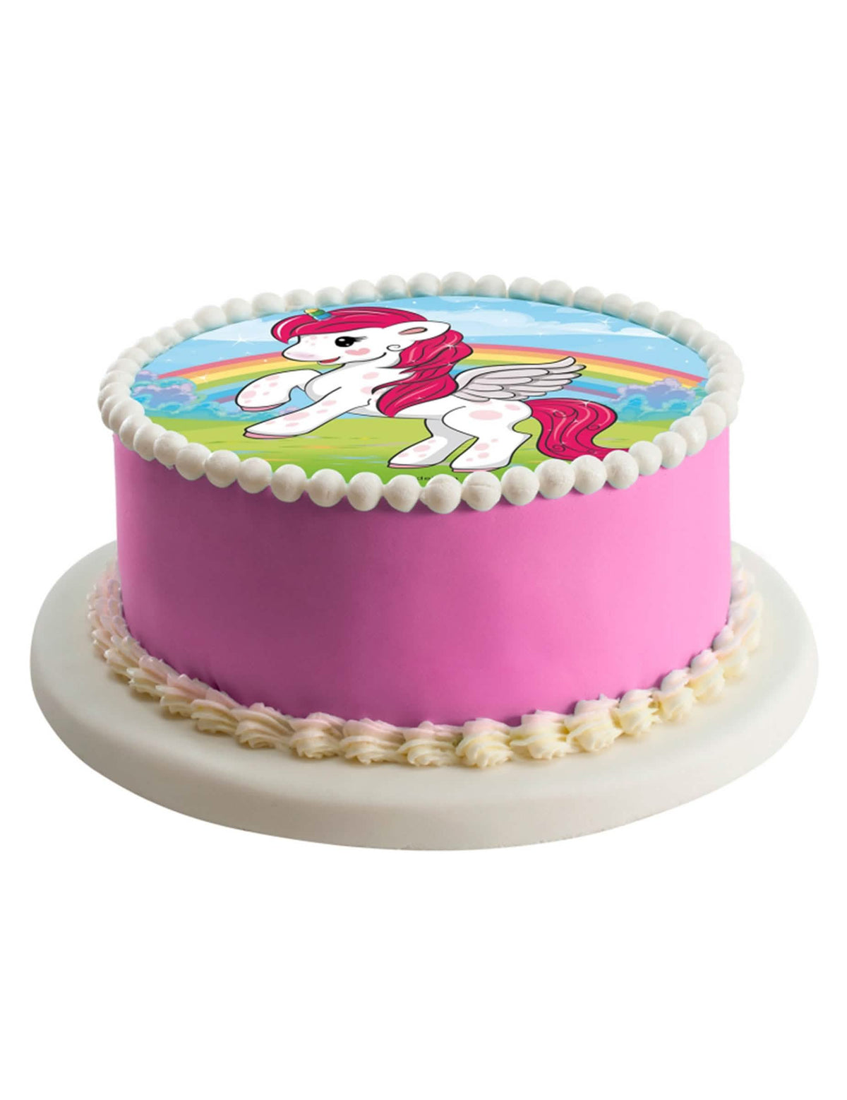Mise en situation sur un gâteau du disque azyme Licorne