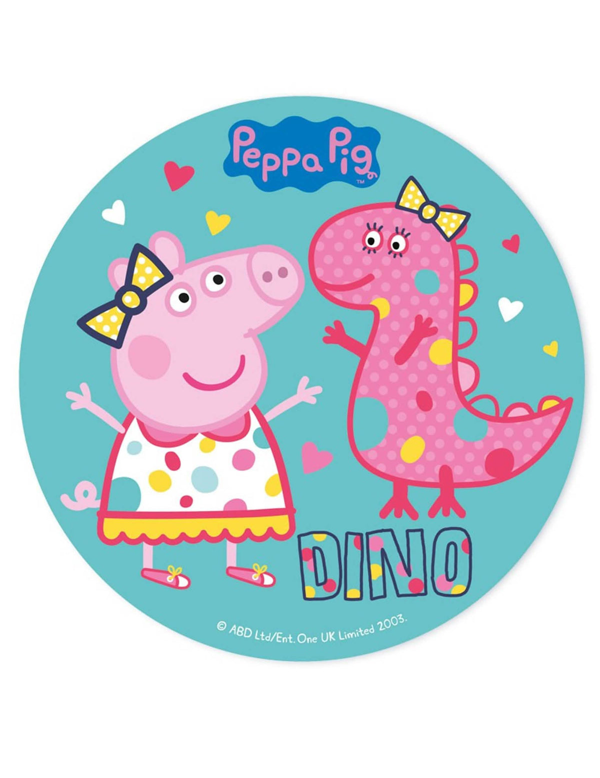 Zuckerscheibe Peppa Wutz für Kinder Blau mit Rosa, Pink-Dinosaurus-Motiv
