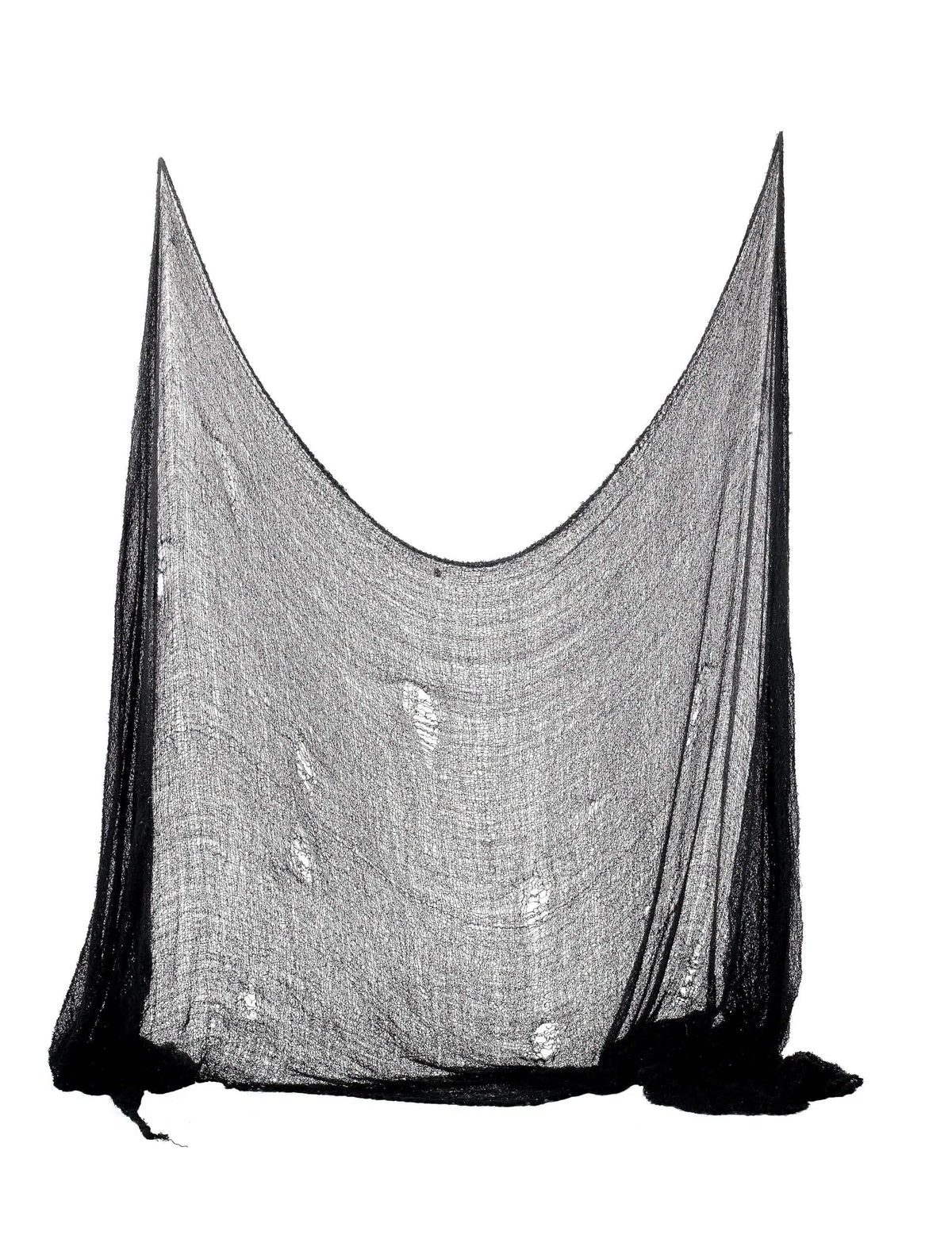 Décoration drap Halloween noir avec mailles déchirées