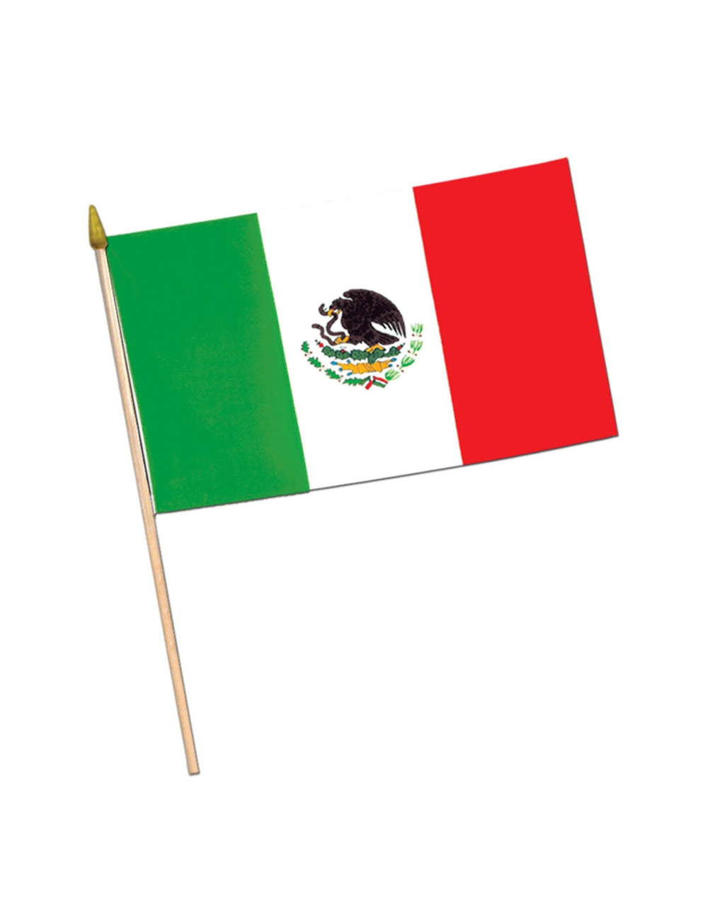 Mexikanische Flagge für die Feier Grün Weiß Rot mit Holzstange