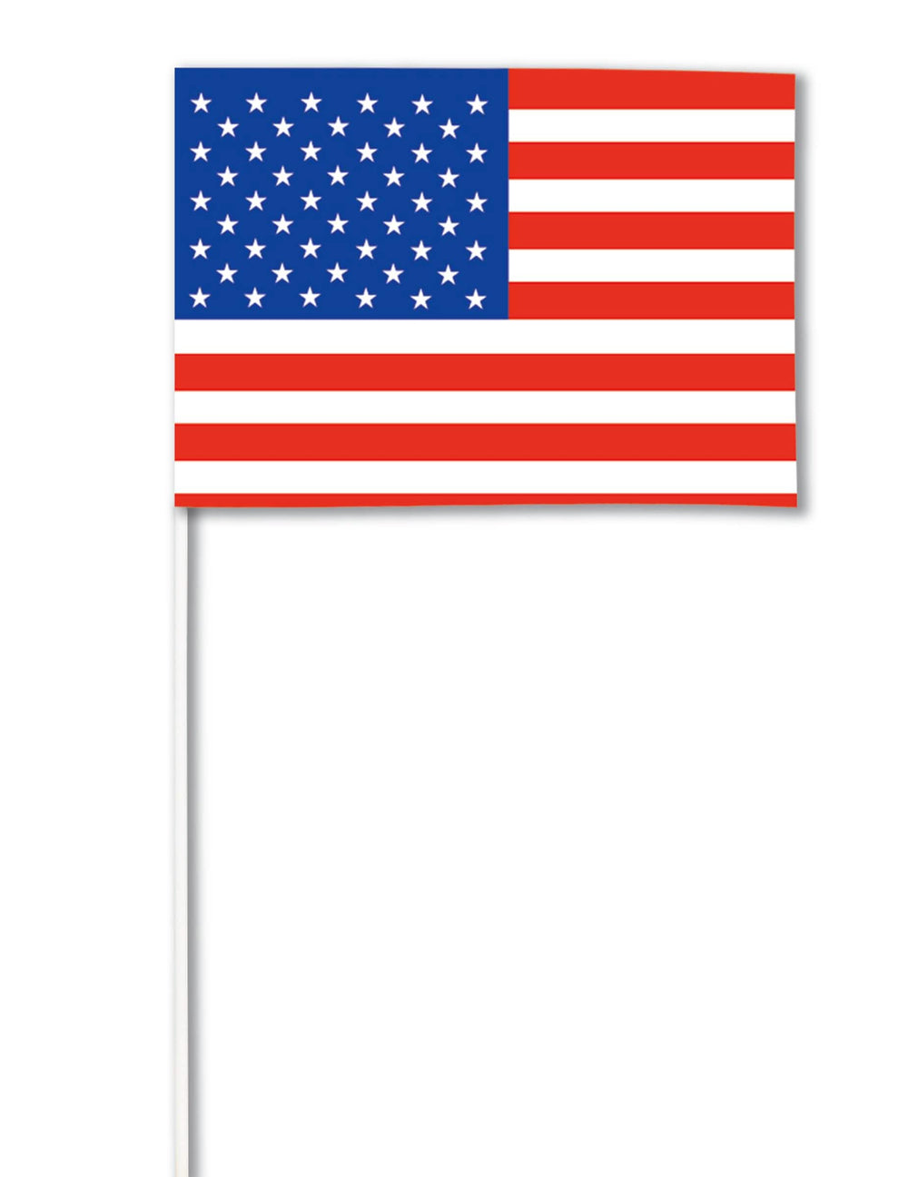 Papierflagge USA Blau Weiß und Rot auf weißem Stiel