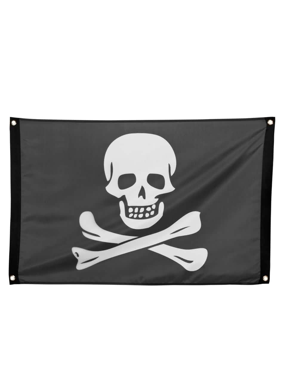 Piratenflagge für Party Black and White mit Ösen