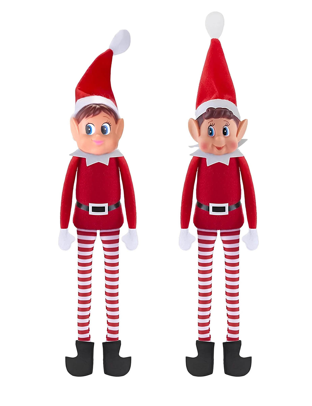 Weihnachtliche Duo-Elfen-Elfenstreiche Elvie und Elfie für Kinder in Rot und Weiß gestreift