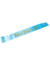 Écharpe en satin future maman pour baby shower bleue et dorure
