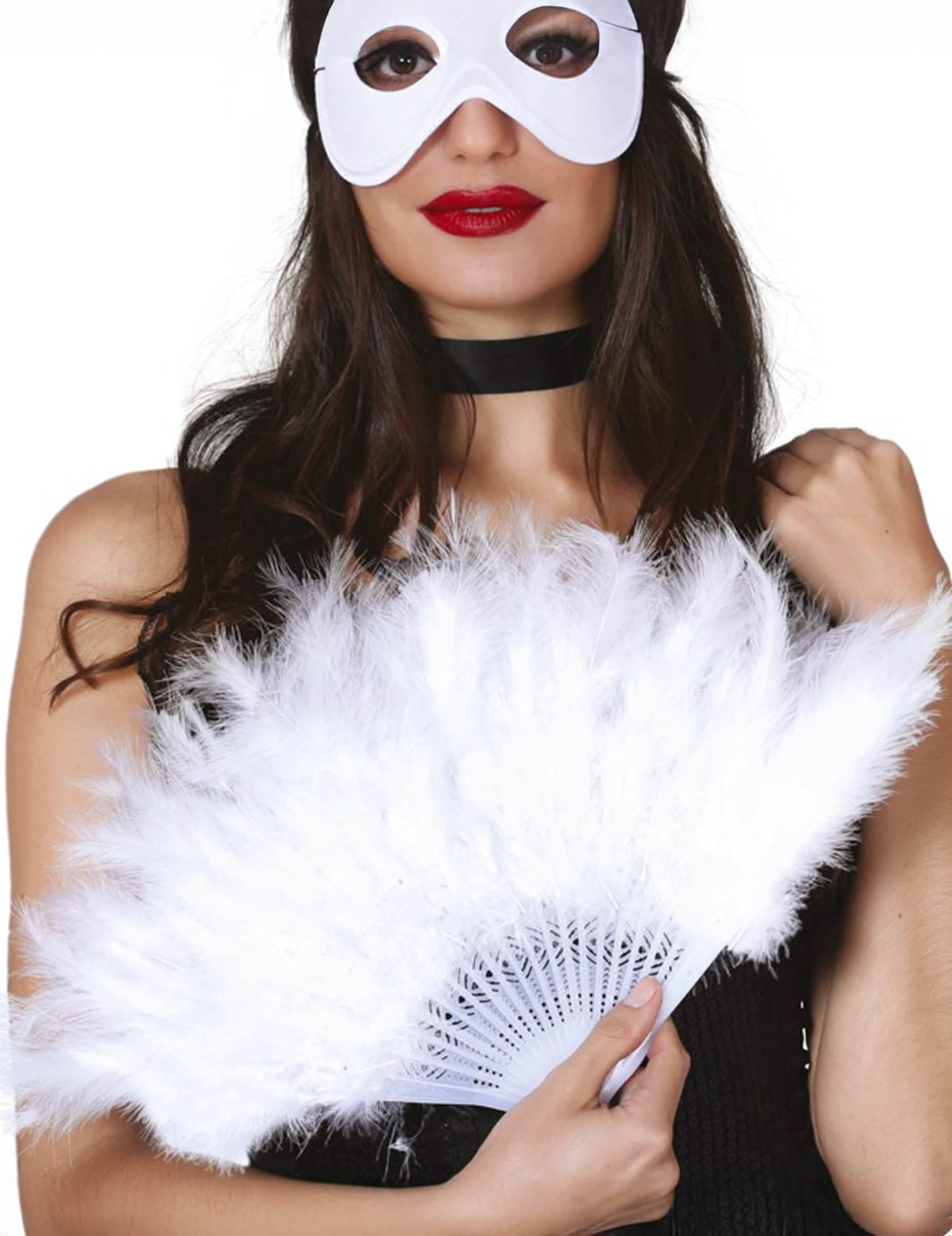 Mise en situation avec masque de l'éventail à plumes