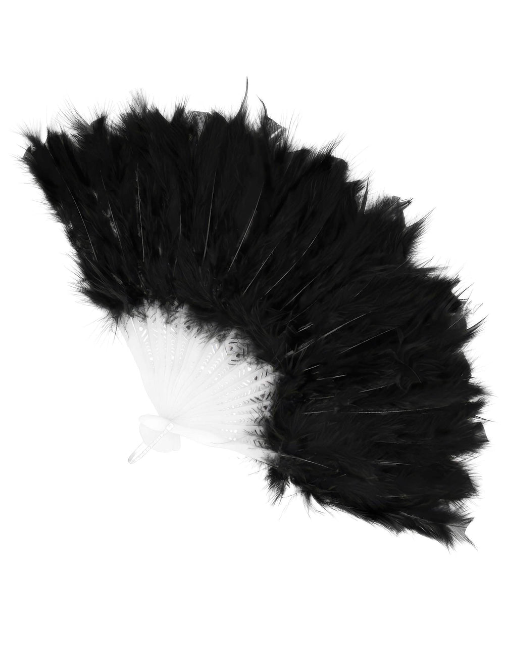 Vue de face de l'éventail à plumes pour femme noir