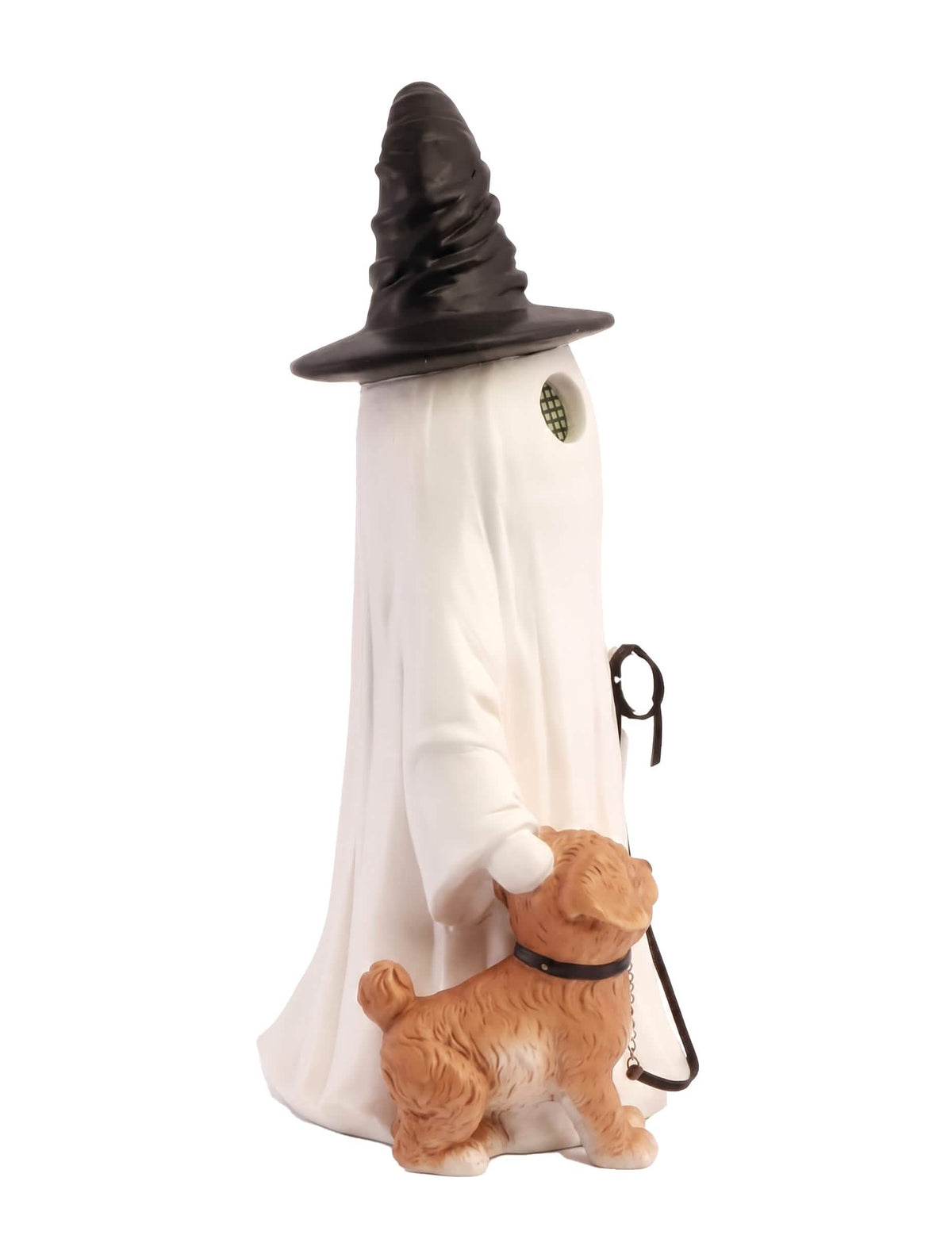 Halloween Deko-Gespenst Summerween aus Harz mit LED-Augen und Hund 45,5cm