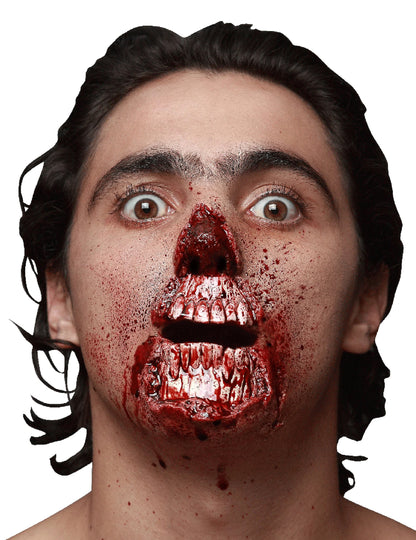 Fausse blessure bouche arrachée pour adulte rouge sanglante Halloween