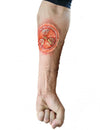 Fausse plaie radioactive pour adulte phosphorescente rouge et orange avec symbole