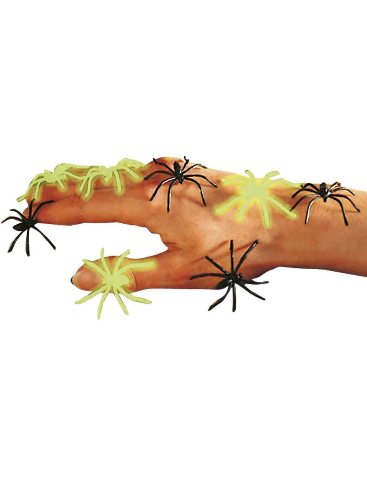 Falsche Spinnen für Halloween-Dekoration, schwarz und phosphoreszierend