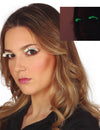 Faux-cils phosphorescents pour adulte blancs et verts dans le noir