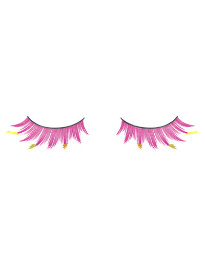 Künstliche Wimpern in Pink mit Blitzen für Erwachsene