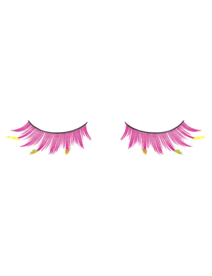 Künstliche Wimpern in Pink mit Blitzen für Erwachsene