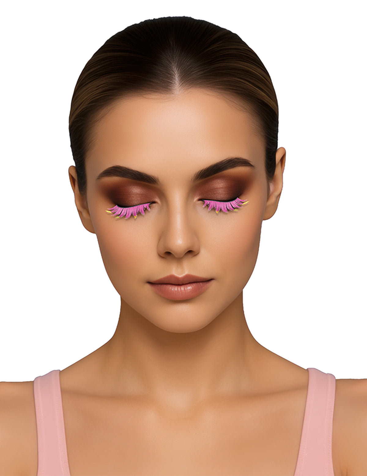 Künstliche Wimpern in Pink mit Blitzen für Erwachsene