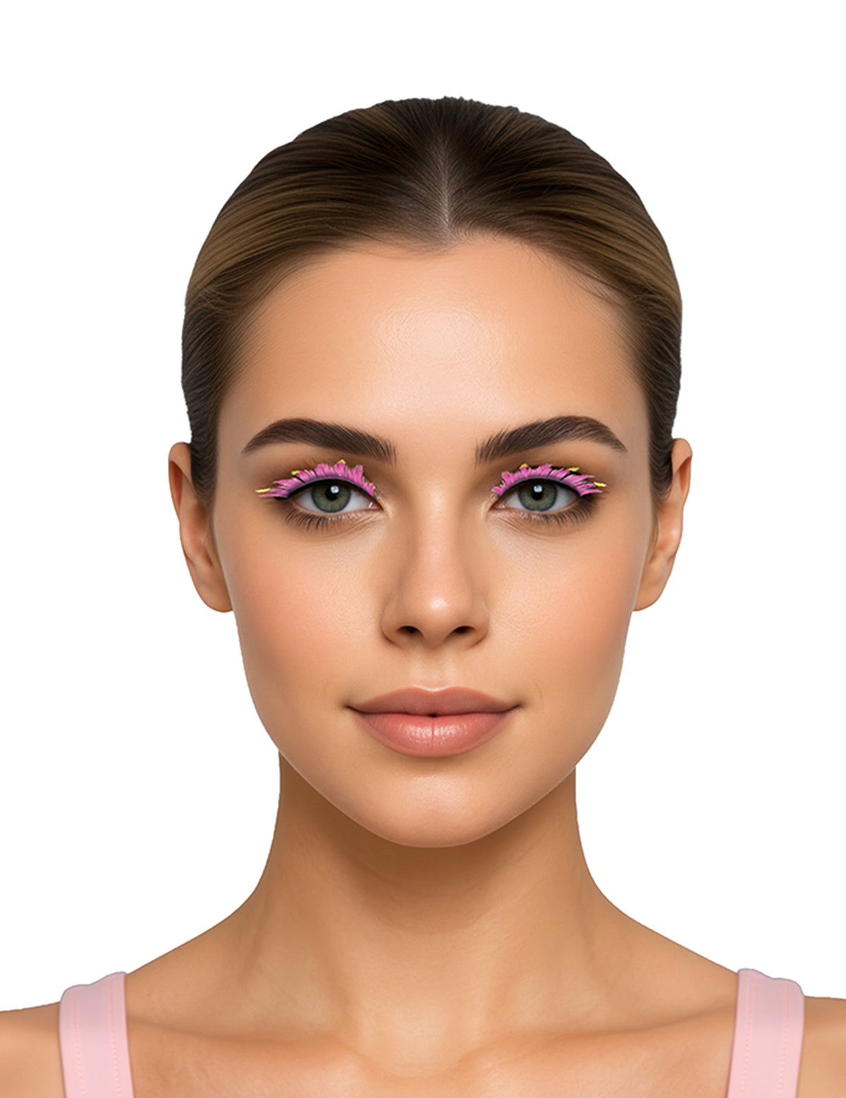 Künstliche Wimpern in Pink mit Blitzen für Erwachsene