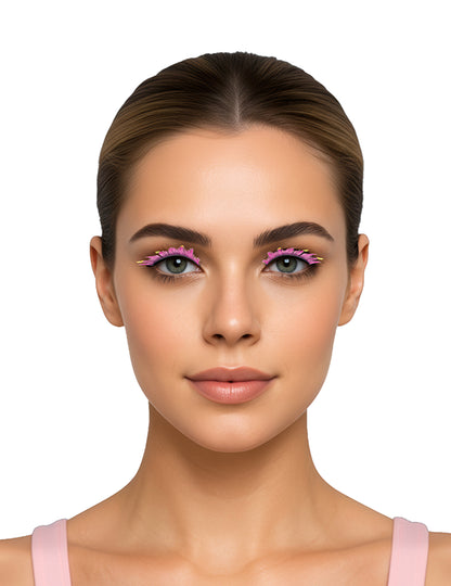 Künstliche Wimpern in Pink mit Blitzen für Erwachsene