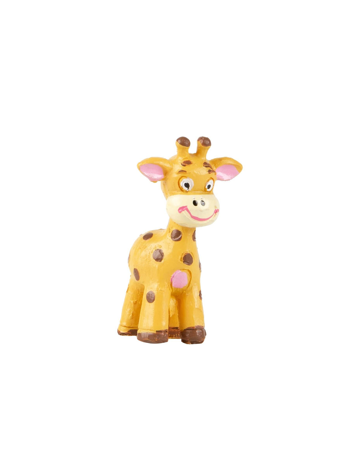 Figurine en résine girafe thème safari jaune et marron