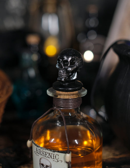 Deko-Flasche Partydeko für Halloween Arsen-Flasche silber-rot 16 cm