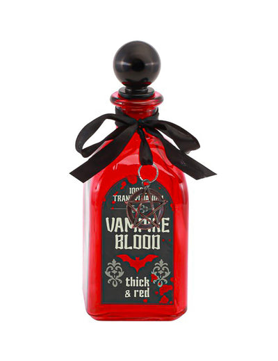 Halloween Deko-Flasche Vampire Blood Glas Rot 17cm