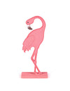 Flamant rose en bois sur socle pour décoration rose